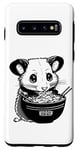 Coque pour Galaxy S10 crayon de nouilles ramen opossum noir et blanc