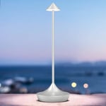 bravzurg Lampe de table LED sans fil rechargeable, 6000mAh lumiere bureau tactile exterieur, metal, design modern, dimmable, étanche, lampe poser pour chevet, interieur, terrasse, restaurant (argent)