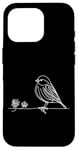 Coque pour iPhone 16 Pro Line Art Oiseau et Ornithologue Pin Siskin