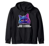 Bored Cat - Do I Look Like I Care? - Perfect for Cat Lovers Zip Hoodie