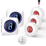 Panic Alarm Button for Elderly, Wireless Caregiver Pager at 1,000ft Range with 3 SOS Call Panic Buttons with Mute Mode 55 Chimes 5 Volumes Levels LED Flash with 2 Plug in Receivers