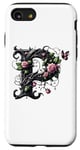 Coque pour iPhone SE (2020) / 7 / 8 Letter P Initial Floral Monogram Rose Pink Flower Butterfly