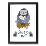 Big Box Art Sleep Tight Owl Typography Framed Wall Art Picture Print Ready to Hang, Black A2 (62 x 45 cm)