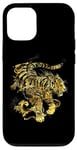 Coque pour iPhone 14 Pro Gold Tiger Encre d'art asiatique traditionnelle Tigre doré