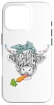 iPhone 16 Pro Cute Highland Cow Easter Spring Season Eggs Carrot Bandana Case