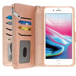 Étui iPhone 6 Plus/6S Plus/7 Plus/8 Plus Portefeuille Coque Amovible - Rose Gold