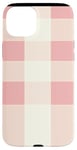 Coque pour iPhone 15 Plus Motif damier rose et beige rétro