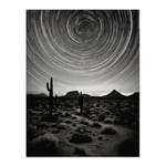 The Milky Way Time Lapse Star Trails Stars Tracing Their Journey Across Black White Cactus Unframed Wall Art Print Poster Home Decor Premium