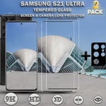 2-Pack Samsung S21 Ultra  Skärmskydd & 1-Pack linsskydd - Härdat Glas 9H - Super kvalitet 3D