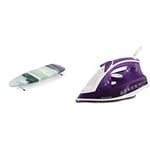 Brabantia Table Top Ironing Board Size S (95 x 30cm) Compact Flat-Folding Steam Iron Table & Russell Hobbs Supreme Steam Traditional Iron 23060, 2400 W, Purple/White