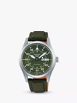 Seiko Men's 5 Sports Flieger Day Date Automatic Fabric Strap Watch, Green SRPH29K1