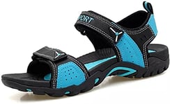 Hommes Doux Femmes Sandales en Cuir Imperméable Peep Toe Réglable en Plein air Randonnée Respirante Sandales Confortables Plage d'été （Bleu,37/38 EU,38 Taille de la Marque