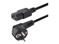 StarTech.com 1m (3ft) Computer Power Cord, 18AWG, EU Schuko to C13 Power Cord, 10A 250V, Black Replacement AC Cord, TV/Monitor Power Cable, Schuko CEE 7/7 to IEC 60320 C13 Power Cord - PC Power Supply Cable (713E-1M-POWER-CORD) - Strömkabel - power CEE 7/7 (P) vinklad till power IEC 60320 C13 - AC 250 V - 10 A - 1 m - formpressad - svart