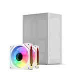 Ssupd Meshlicious Mini ITX Case - Full Mesh - PCIE 3.0 + 2x Sama YF1202 ARGB Infinity Mirror Fans + Mirror Side Panel - White