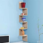 BAKAJI Bibliothèque Étagère Murale d'angle Design Moderne en Bois mélaminé avec 5 étagères d'angle Dimensions 123 x 20 cm (Beige)