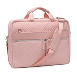 Kono Sac à Main Mallette pour Ordinateur Portable 15,6 Pouces pour Femmes, Étui Imperméable, Grand Sac à Bandoulière pour PC, pour le Travail, les Voyages d'Affaires et l'École (Rose)