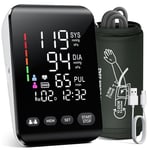 Blood Pressure Monitors, Electric Arm Blood Pressure Monitors with High-Resolution LED Display, CE Approved UK BP Monitor for Home Use, Cuff 22-42 CM, 2 x 199 Records, Dual Power Supply