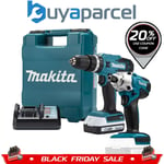 Makita 18v Lithium ion Cordless Combi Hammer Drill + Impact Driver 1x2.0 Battery