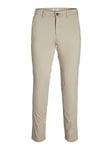 JACK & JONES Men Chino Trousers Stretch Pants Tapered Fit Slim Style JPSTMARCO JJBOWIE, Colours:Beige, Pant Size:30W / 34L, Leg Length:L34