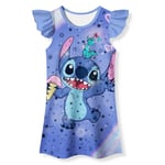 Lilo & Stitch Barn Flick Nattlinne Flying Sleeve Sleepwear Sommar T-Shirt Klänning 140cn