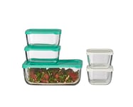 Glass Food Container Set - 1030cc, Set of 5, Stackable Meal Prep Containers, Stackable Glass Meal Prep Containers, Microwave Safe, Tupperware Lunch Box Takeaway