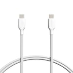 Amazon Basics USB-C to USB-C 2.0 Fast Charger Cable, 480Mbps Speed, 60W, USB-IF Certified, for Apple iPhone 15, iPad, Samsung Galaxy, Tablets, Laptops, 0.91 m, White