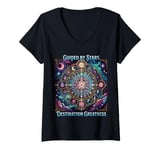 Womens Motivational Astrology Design - Guided by Stars V-Neck T-Shirt