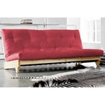 Banquette convertible FRESH pin coloris bordeaux couchage 140*200 cm.