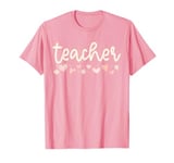 School Teacher Valentines Day Daisy Flowers Little Hearts T-Shirt