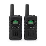 Nedis Walkie-talkie Set | 2 handenheter | Upp till 6 km | Frekvens kanaler: 8 | PTT / VOX | Upp till 3 timmar | Hörlursuttag | 2 Headset | Svart