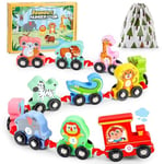 Toys for 2 1 Year Old Boy Gifts: Wooden Animal Train Set for Boys Girls Age 2 3 4 - Toddler Montessori Toys for 1+ 2 3 Year Olds - Educational Toys for Kids Age 2-4 Birthday Gifts