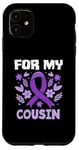 Coque pour iPhone 11 Ruban violet de sensibilisation au lymphome de Hodgkin pour mon cousin