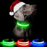 Weesiber Light Up Dog Collar - Water-Resistant LED Dog Collar Rechargeable, Reflective Glow in the Dark Dog Collars, Flashing Pet Collar Safety Dog Lights for Night Walking (X-Large, Green)