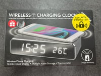 SATZUMA WIRELESS CHARGING ALARM CLOCK WITH THERMOMETER 