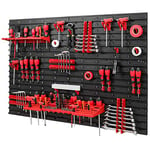 PAFEN Système de stockage - 1152 x 780 mm Étagère Murale avec Porte-outils - Set de 38 Accessoires Mur à Outils, Etagère d'Atelier Crochet Mix108