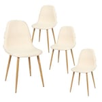 WAP - Lot de 4 Chaises Blanches à Motifs Pieds Effet Bois