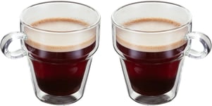 Judge Double Walled Glass Coffee Handled Mugs, Set of 2, 200ml - Vacuum Insulat