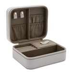 Cream Leather Medium Jewellery Box With Compartments - Women's Travel Gift