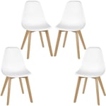 Haloyo - Lot de 4 Chaises style Scandinaves ®,Chaises Salle à Manger,Chaise de loisirs simple avec Pieds en Bois de Hêtre Massif,blanc