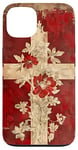 Coque pour iPhone 13 Rouge classique floral Jésus est roi Christian Faith nouveautés