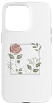 Coque pour iPhone 15 Pro Max Rose florale botanique, style minimaliste, roses d'amour