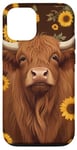 Coque pour iPhone 15 Cuir de vache marron - Tournesols