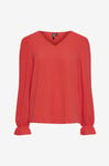 pieces - Blus pcTiffany LS V-neck Top - Rosa