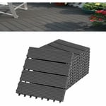 YARDIN WPC carrelage de terrasse aspect bois avec système de clic, carrelage en plastique pour sol de balcon de jardin avec drainage, 30x30 cm/22