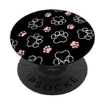 Empreinte de pattes de chien en rose-or PopSockets PopGrip - Support et Grip pour Smartphone/Tablette avec un Top Interchangeable