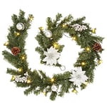 Auton Guirlande de Noël avec 20 lumières - Guirlande Lumineuse à Piles - Guirlande de Noël Artificielle pré-éclairée pour Manteau de Noël - Décoration de cheminée - Argenté