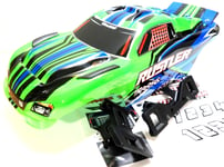 Traxxas Rustler XL-5 1/10 Truck Body Shell Green & Blue Clipless + Mounts VXL