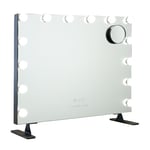 Flamingueo Miroir Coiffeuse - Miroir LED 14 Lumières, Miroir Maquillage Lumineux 3 Modes, Port USB, Miroir Hollywood, Miroir Lumineux Tactile, Noir