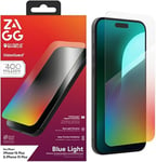 ZAGG InvisibleShield Glass Elite VisionGuard Protecteur D'écran en Verre Trempé pour iPhone 16 plus et iPhone 15 plus [6.7-pouces], résistant aux rayures et aux chocs, filtre anti-lumière bleue