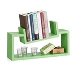 Relaxdays Étagère tablette flottante murale en MDF coloré 50 cm large 2 plateaux suspendus forme U design moderne, vert